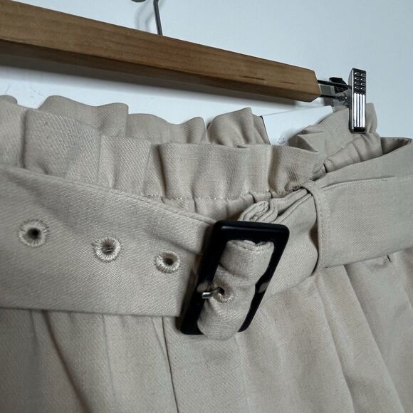 Ann Taylor Wide Leg High Rise Belted Trouser Pants Khaki Tan Womens Small - Picture 4 of 10